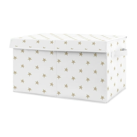 UPC: 0846480079545 | Gold and White Celestial Star Fabric Toy Bin Storage Box by Sweet Jojo Designs