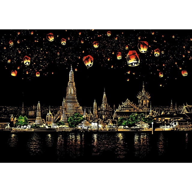 TopOne Scratch Paper Colorful City Night Scene Landscape Scratch Painting Around The World Creative Supplies Set