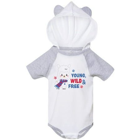 

Inktastic Young Wild & Free with Llama Gift Baby Boy or Baby Girl Bodysuit