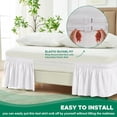 thumbnail image 4 of Queen Bed Skirt, Wrap Around, 15" Drop, White, Elastic Adjustable Dust Ruffle, Wrinkle & Fade Resistant, Luxurious Silky Fabric, Machine Washable, 4 of 6