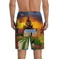thumbnail image 3 of Easygdp Fall Village Scenery Men's Short Pajama Pants, Sleep Shorts, Household Pants, Casual Pants with Pockets - X-Large, 3 of 9