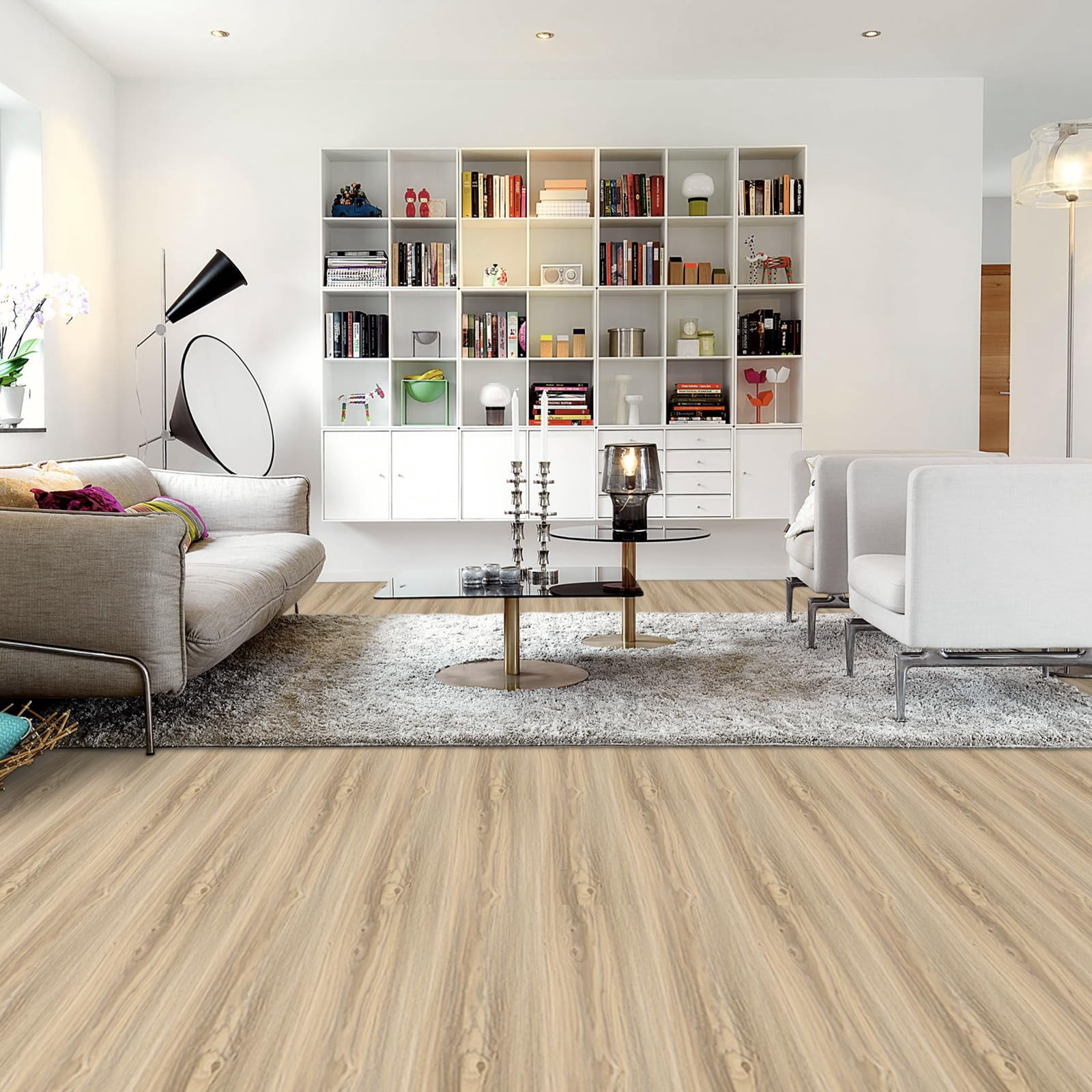 Peel And Stick Floor Tile  40 60.0 Sq.ft Flooring Waterproof Easy To Clean Wood Grain Look Vinyl Self Adhesive & Removable For Bathroom Kitchen