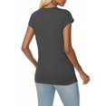 thumbnail image 5 of KLHDSF Womens Summer Tops Soft V Neck Short Sleeve Tee Summer Casual Stretchy Daily Basic Top Dark Gray XL, 5 of 6