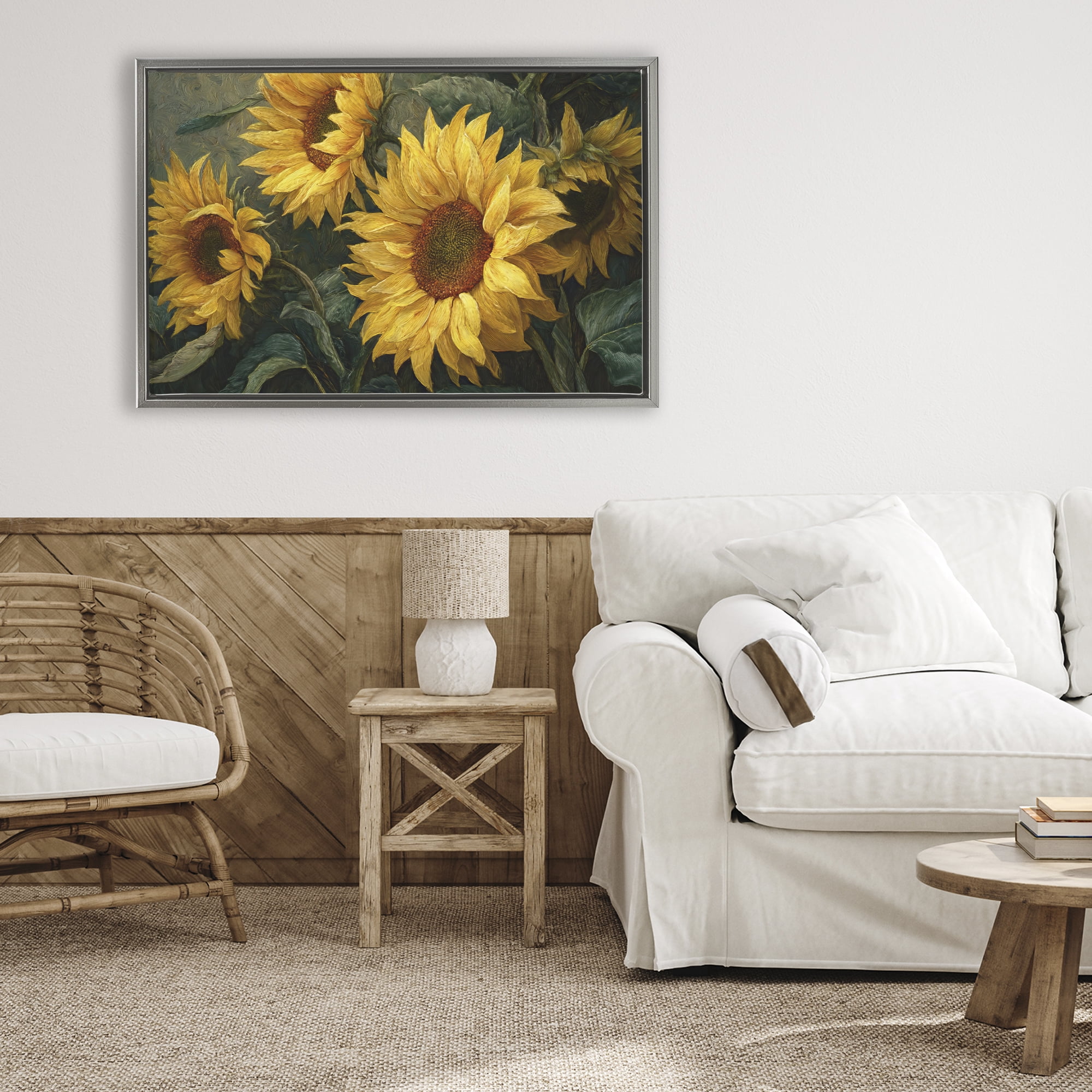 Stupell Industries Sunflowers For The Soul Gray Framed Floater Canvas Wall Art, design by Tina LeCour