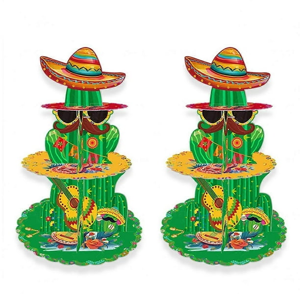 Fiesta Mexican Party Decorations,2Pcs Cupcake Stands for Mexican Fiesta Party,Cupcake Topper Taco Party Cupcake Holder
