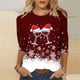 thumbnail image 2 of Camisetas de Navidad para Mujeres, 3/4 Manga Cuello Redondo Blusa con Estampado de Vacaciones, Top de Moda Casual, 2 of 5