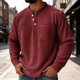 thumbnail image 1 of pstuiky camisas de manga larga para hombre, Camiseta informal de manga larga con botones y cuello alto de color liso para hombre Tops de talla grande para hombre l, 1 of 8