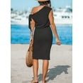 thumbnail image 2 of Cupshe Women's Knit Off Shoulder Beach Dress Shoulder Tie Short Sleeve Elastic Waist Midi Casual Dresses, Black, 2 of 6