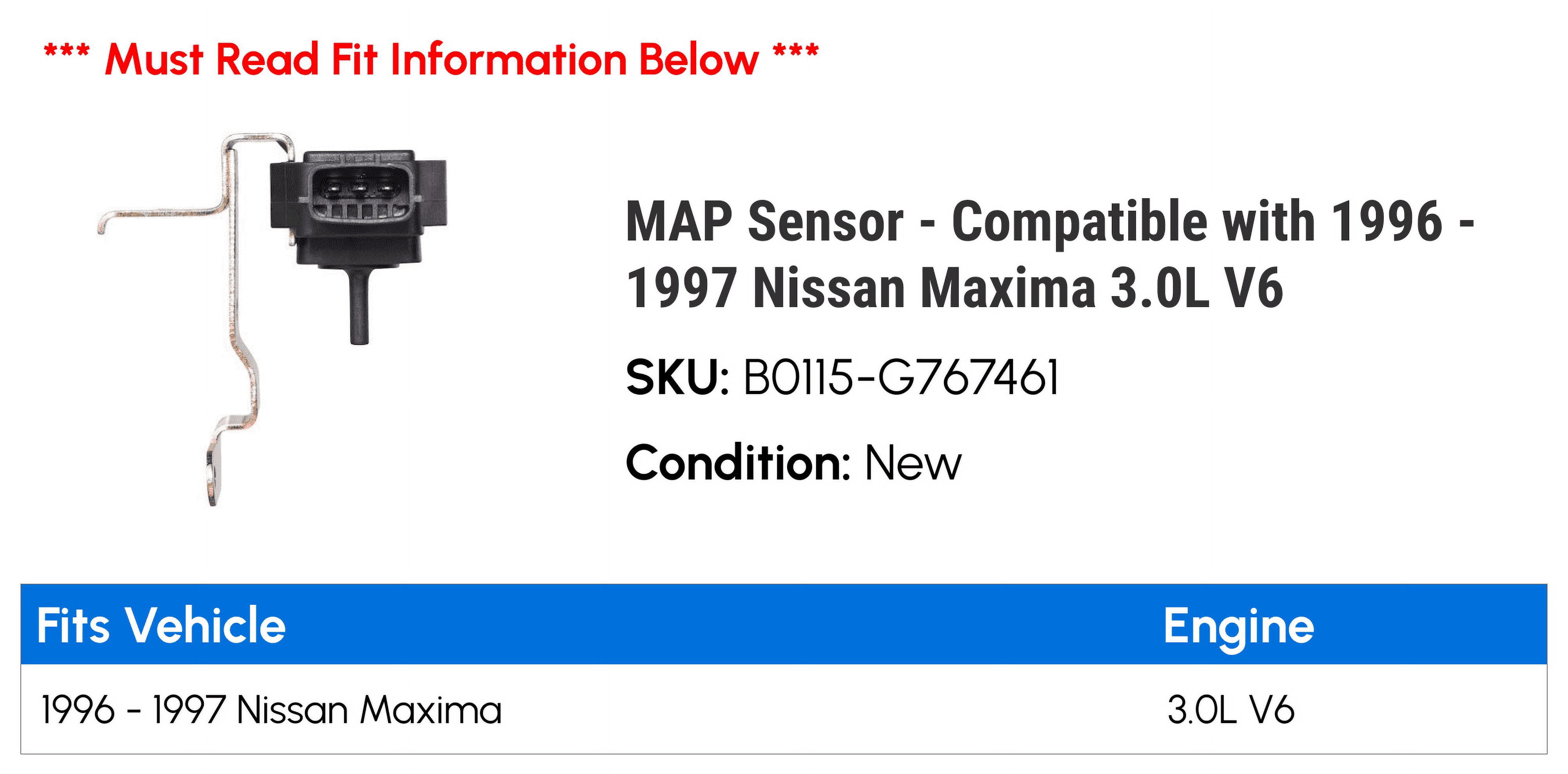 MAP Sensor - Compatible with 1996 - 1997 Nissan Maxima 3.0L V6