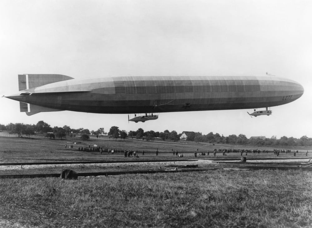 World War I Zeppelin. /Na German Lz77 Zeppelin Airship During World