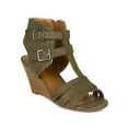 thumbnail image 1 of City Classified BK11 Women Leatherette Strappy Buckle Open Toe Wedge Sandal, 1 of 5