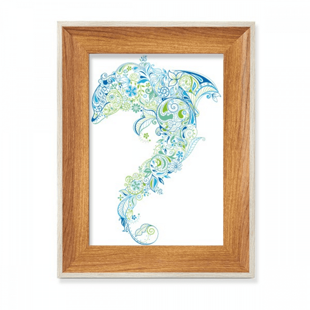 Blue Texture Fish Protect Animal Pet Lover Desktop Wooden Photo Frame Display Picture Art Painting Multiple Sets