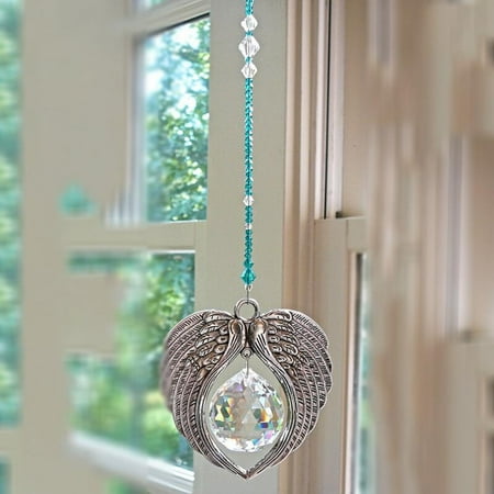 

Clearance! Crystal Angel Wing Pendant with Crystal Ball Hangings Suncatcher for Home Window Decor