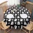 thumbnail image 3 of Happy Halloween Table Cover Waterproof Spillproof Round Table Covers Evil Pumpkin Ghost Table Cover for Halloween Party Decoration (70x70 inches), 3 of 6