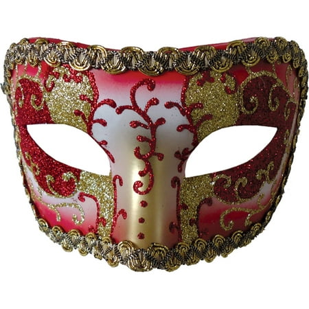 Morris Costumes Medieval Opera Mask Red Gold, Style, MR031455
