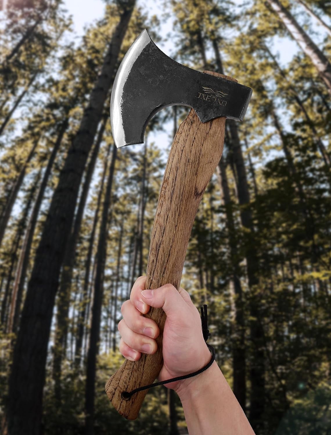 JXE JXO 14.4" The Frostbreaker Camping Hatchet – Forged Steel Bushcraft Axe with Leather Sheath for Wood Splitting, Chopping, and Outdoor Use