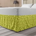thumbnail image 1 of Retro Bed Skirt, Natural Theme Leaves Branches Motifs in Monochrome Style Vintage Art, Elastic Bedskirt Dust Ruffle Wrap Around for Bedding Decor, 4 Sizes, Apple Green Pastel Yellow, by Ambesonne, 1 of 2