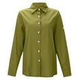 thumbnail image 4 of Womens Casual Button Down Long Sleeve Blouses Cotton Collar Tops Work Drop Shoulder Shirt Solid Color Loose Clothes (Green 3XL), 4 of 8