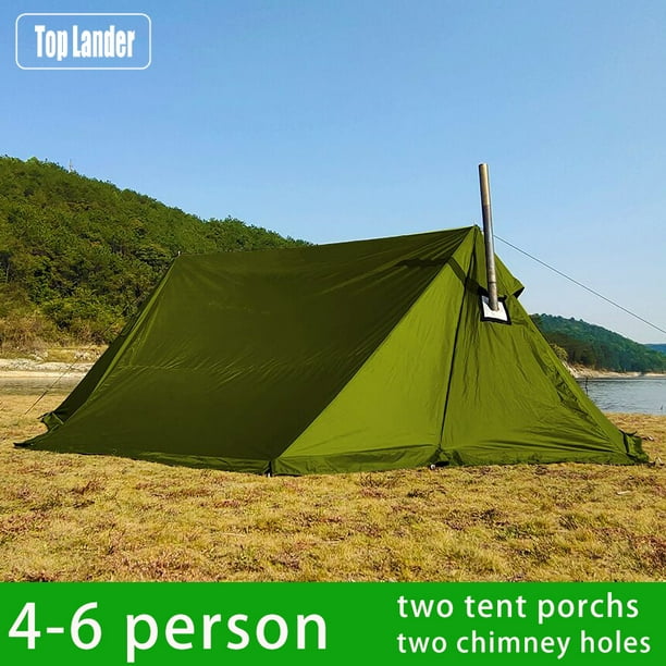 4 Person Tents for Camping Waterproof with Two Porch Hot Tent Bushcraft