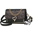 thumbnail image 1 of Bolso De Mujer De Otoño Versión Coreana Candado De Cadena Moda Bolso Bandolera De Un Hombro Simple Y Versátil 2022,1pc-Negro, 1 of 5