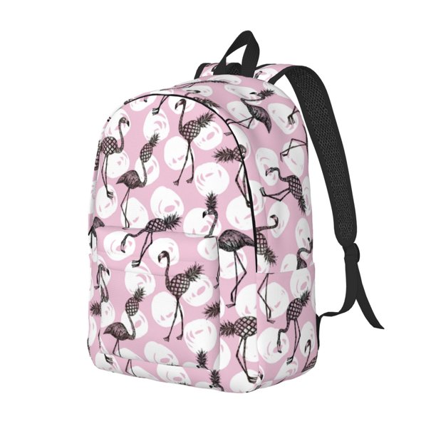 Disketp Pineapple Flamingo print Canvas Backpack Lightweight Travel Daypack Student Rucksack Laptop Backpack-