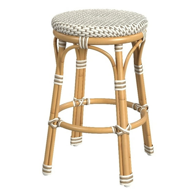 Butler Specialty Company Tobias Outdoor Rattan Counter Stool - Beige & White