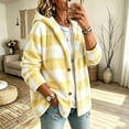 thumbnail image 4 of Admvng Women's Checkered Jacket Hooded Long Sleeve Casual Warm Outerwear, 4 of 9