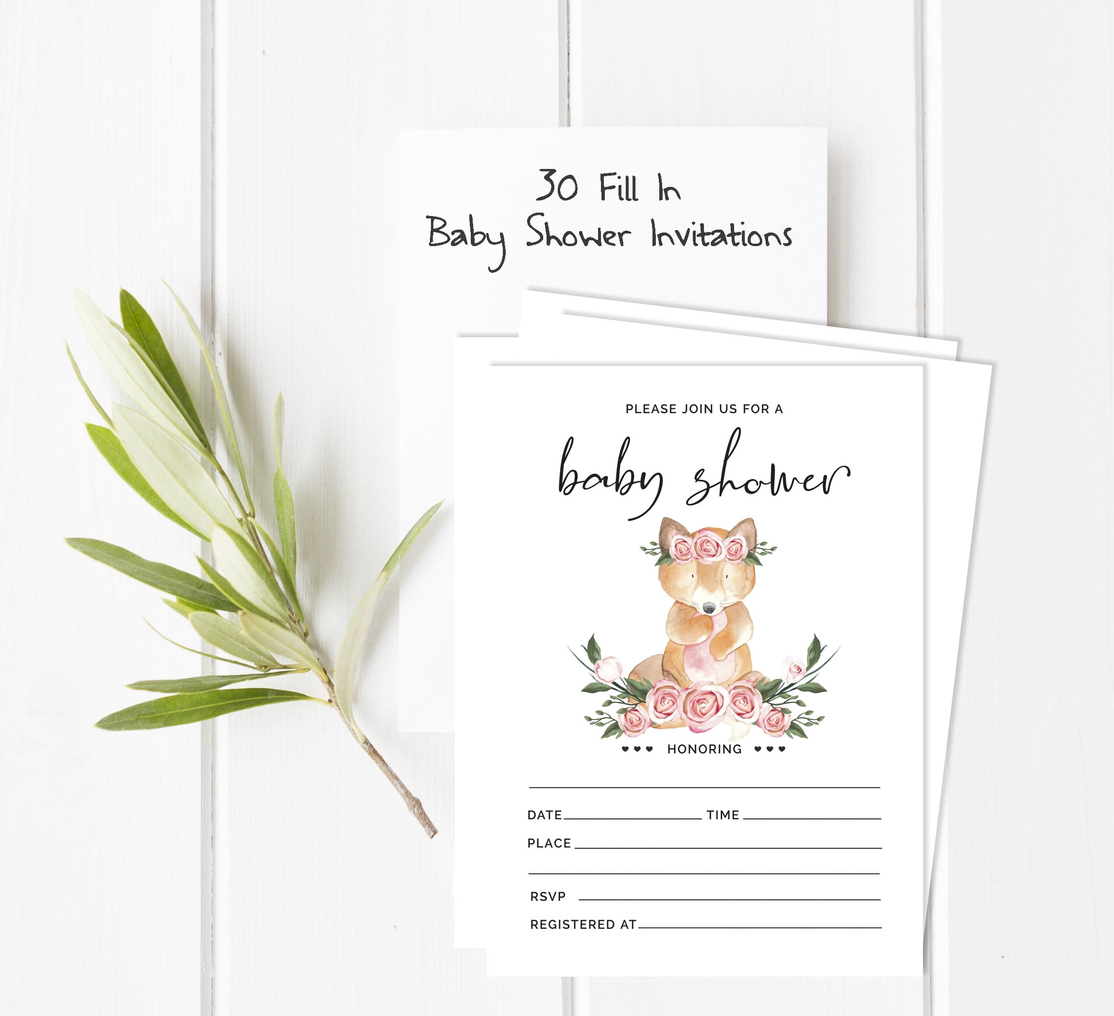 Inkdotpot Set Of 30Fox Jungle Animals Baby Shower Invitations-Diaper Raffle Tickets And Baby Shower Book Request Cards Gender Neutral Invites Its A Boy Its A Girl