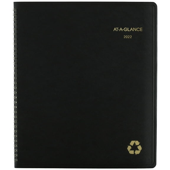 At-A-Glance Recycled 2022 Monthly Planner, Black, Large, 9" x 11"