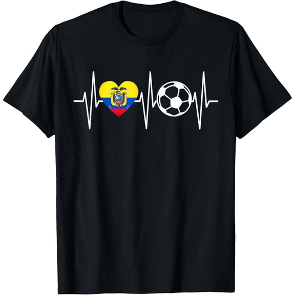 Playful Comfort Tee - Ecuador Soccer Shirt Funny Soccer Heartbeat Ecuadorian T-Shirt
