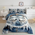 thumbnail image 2 of White Wolves Comforter Set Queen Size,Wild Wolf Jungle Animal Winter Snowy Bedding Set 3 Pcs for Teens Adults,Tribal Dreamcatcher Feather Blue White Down Comforter,2 Pillowcases, 2 of 6