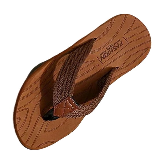 Xfvqtps Mens Flip Flops with Thick Non-Slip Rubber Sole Solid Color Woven Strap Summer Comfortable Outdoor Beach Sandals for Casual Wear