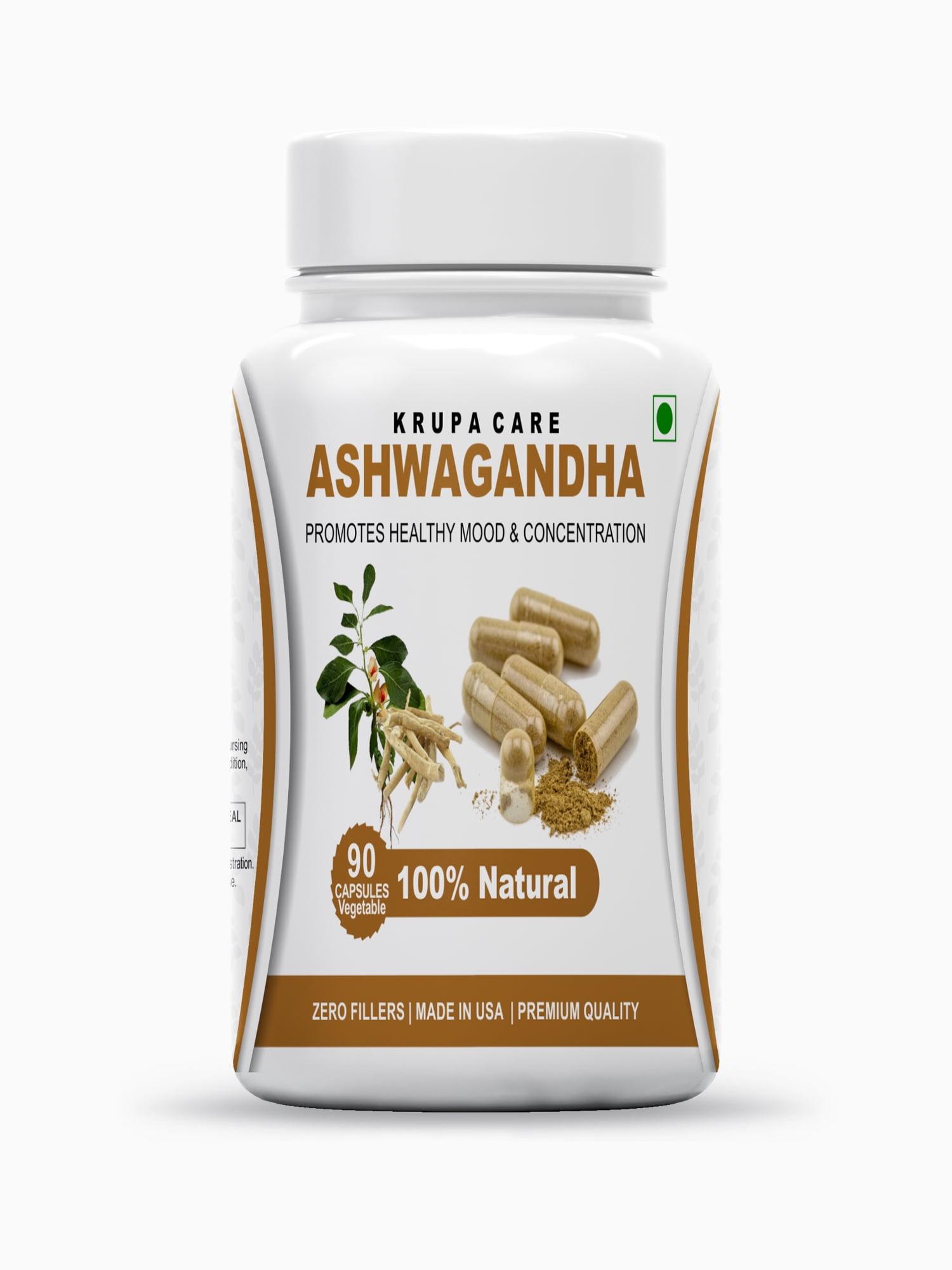 Organic Ashwagandha Capsules 450mg 90 Capsules with Bioperine Powder