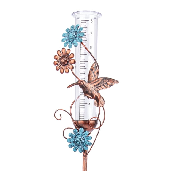 Hummingbird Rain Gauge Garden Stake 36.22" Metal Outdoor Decoration Plastic Tubes for Garden Yard Outdoors Fence Decoration