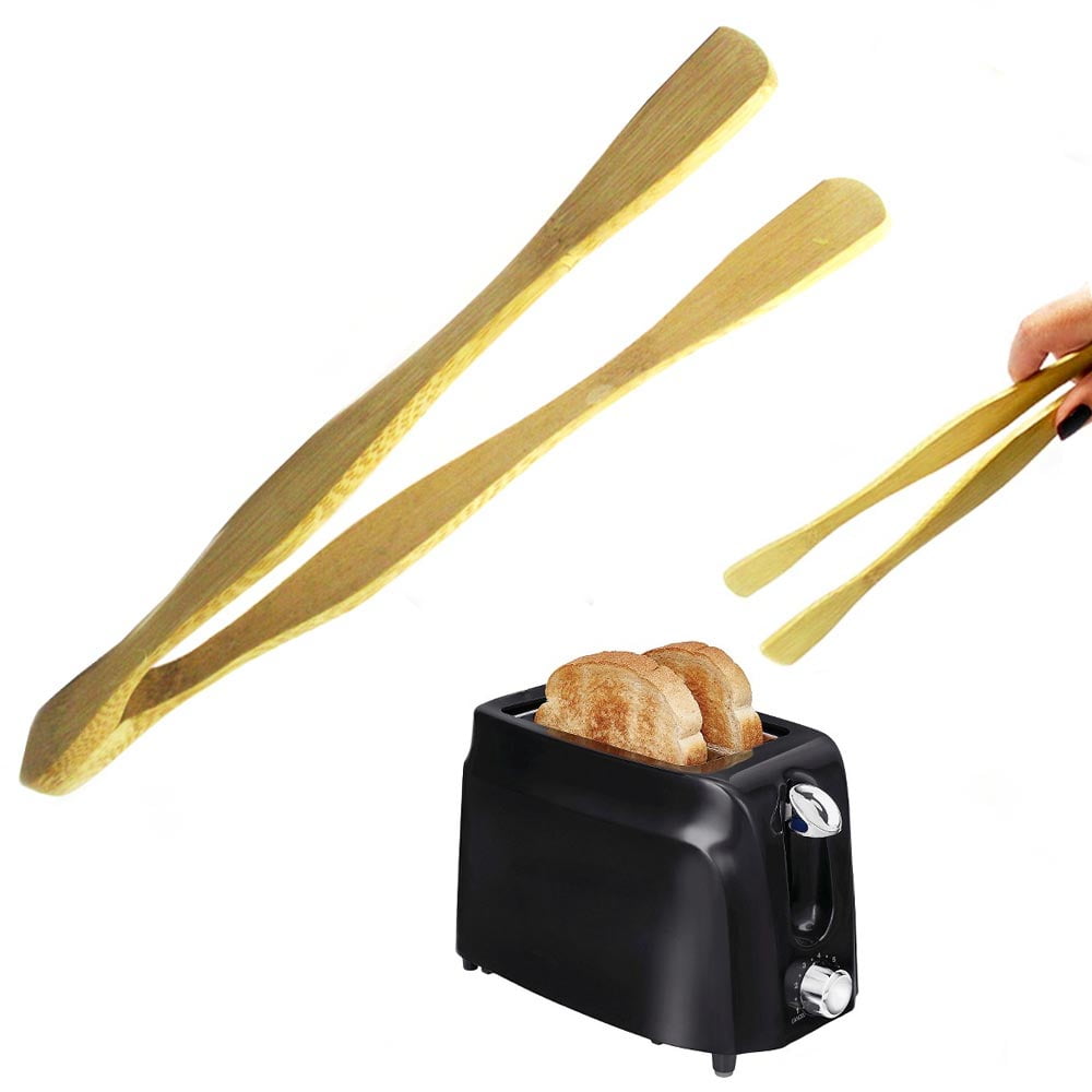 Details about   GREAT VALUE Bamboo wood toast tong wooden toaster tweezer salad serving 
