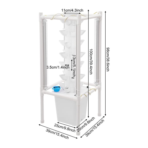 White 7 Tiers Hydroponic Growing System, 35-Pod Tower with Full-Spectrum Lights & Auto Water Circulation, Vertical Indoor Garden Kit for Herbs, Leafy Greens, Vegetables, Fruits