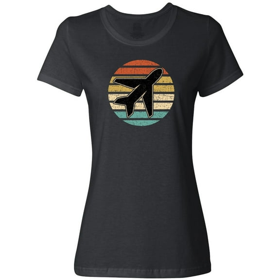 Inktastic Airplane Pilot Vintage Sunset Women's T-Shirt