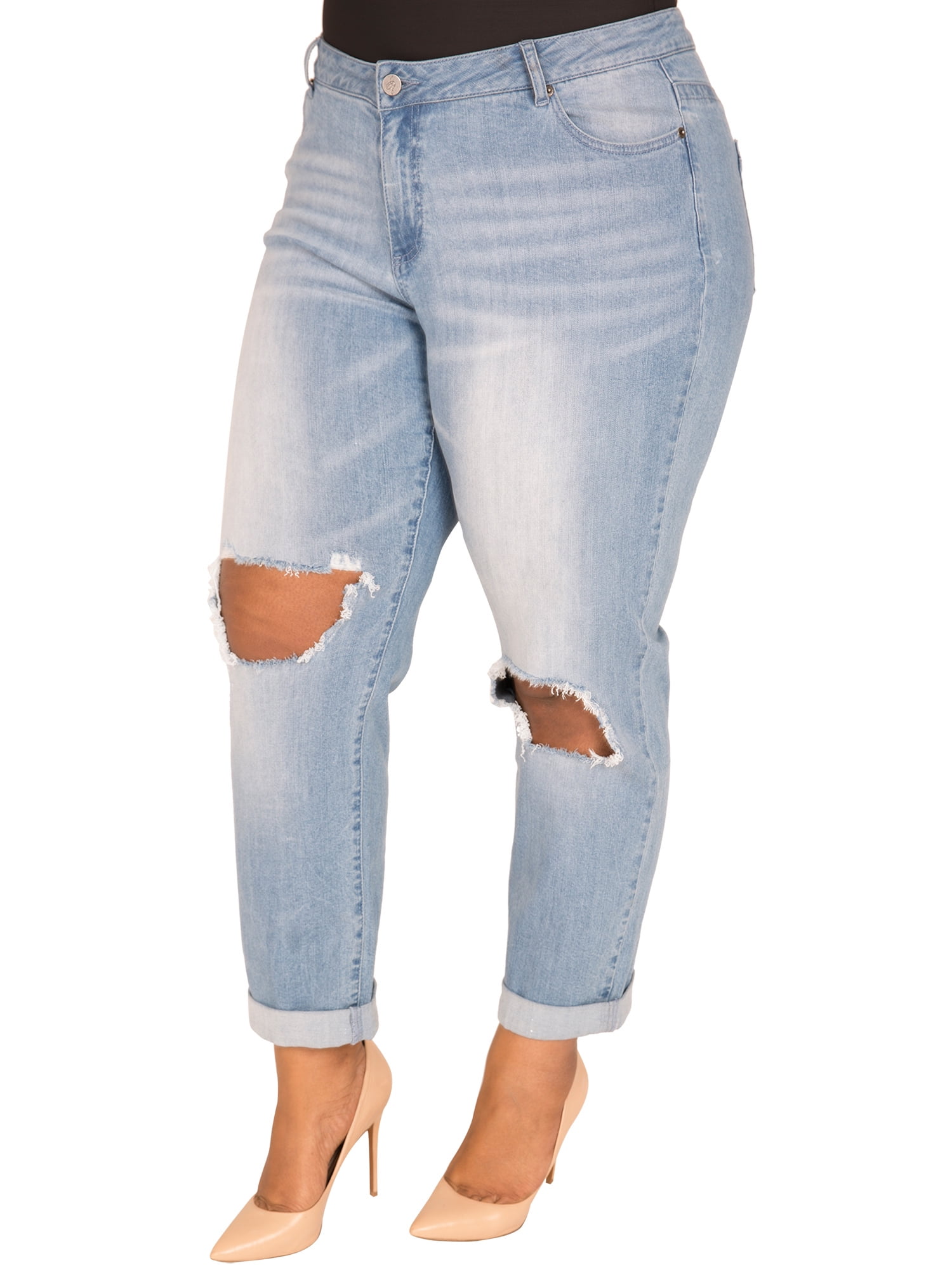 light wash ripped boyfriend jeans