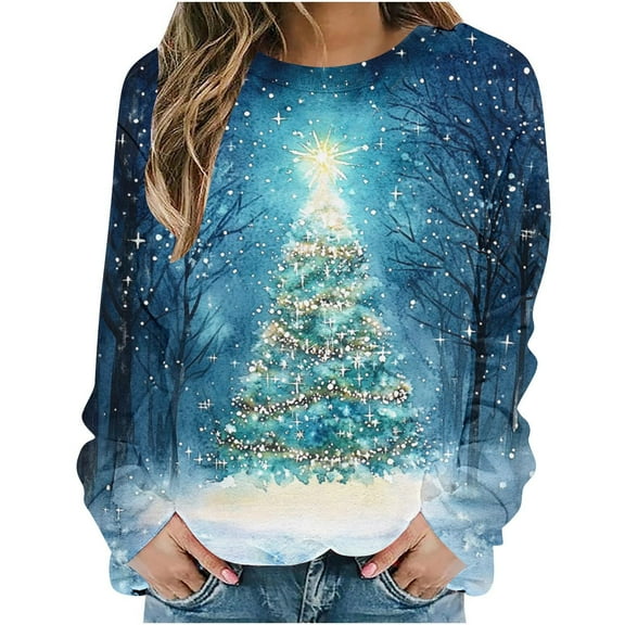 Fall Saving Talove Long Sleeve Shirts for Women Graphic Printed Sweatshirt Women Fall Clothes Tunic Tops To Wear with Leggings Womens Tops Long Sleeve Tunic Christmas Shirts