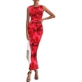 thumbnail image 3 of PRETTYGARDEN Womens Summer Wedding Guest Dress Spring Mesh Sleeveless Bodycon Ruched Floral Holiday Maxi Long Dresses, 3 of 8