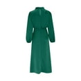 thumbnail image 6 of Elainilye Fashion Dresses for Women 2024 Wedding Guest High-end Satin Long Sleeved Loose Fitting Dress Elegant Evening Dress,Green, 6 of 7
