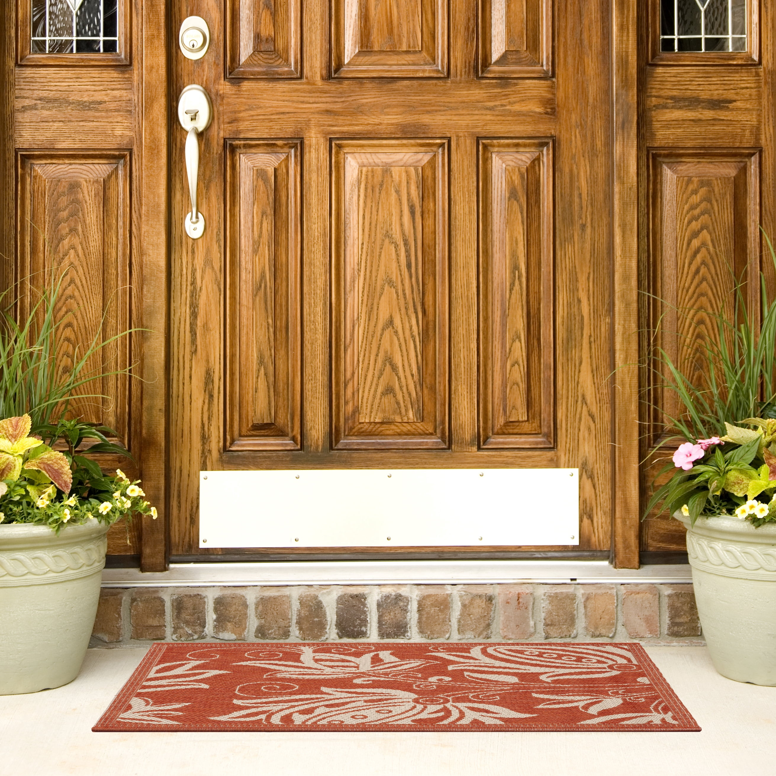 Safavieh Courtyard Crystal Floral Indoor/Outdoor Area Rug, Natural/Terracotta, 5'3" x 7'7"