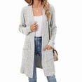 thumbnail image 3 of Women'S Fall Fashion Light-Weight Soft Knit Cardigan Long Sleeve Open Front Coat with Pockets Light Gray XL, 3 of 9