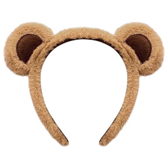 Bear Ears Headband Head Bands BWASD Casual Cute Fuzzy Top Headband Fashion Animal Ears Plush Headwear Comb Daily Wear Party Outfit Khaki