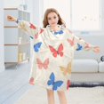 thumbnail image 5 of FORMRS Wearable Blanket Hoodie with Sleeves for Kids Cozy Flannel Sweatshirt, Red Butterflies, 5 of 7