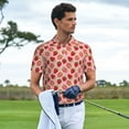 thumbnail image 2 of Kdxio Strawberries Print Men's Short Sleeve Polo Shirt,Midweight Men's Shirt, 2 of 6