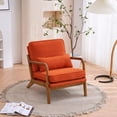 thumbnail image 2 of Wood Frame Accent Chair, Fabric Upholstered Armchair Lounge Chair, Mid Century Modern Reading Chair with Removable Cushion and One Pillow, for Living Room Bedroom Home Office, Orange, 2 of 7