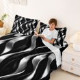 thumbnail image 4 of Manfei Gradient Stripes Bed Sheets, Shiny Abstract Lines Fuul Size Sheets, Black and Silver, Black Reversible 4pcs1 Flat Sheet + 1 Fitted Sheet + 2 Pillowcases, 4 of 6
