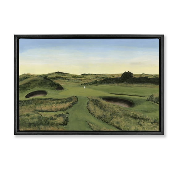 Stupell Industries Golf Field Landscape Landscape Painting Black Floater Framed Art Print Wall Art, 25 x 17
