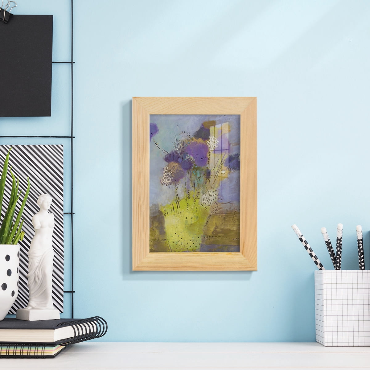 Blumen I -Framed Print w/glass-Natural Wood